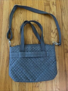 Travelon Anti Theft Boho Quilted Gray Crossbody Tote Bag